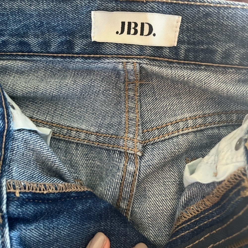 JBD Women’s High Rise Straight Leg Distressed Blue Jeans Size 24 - Picture 4 of 5